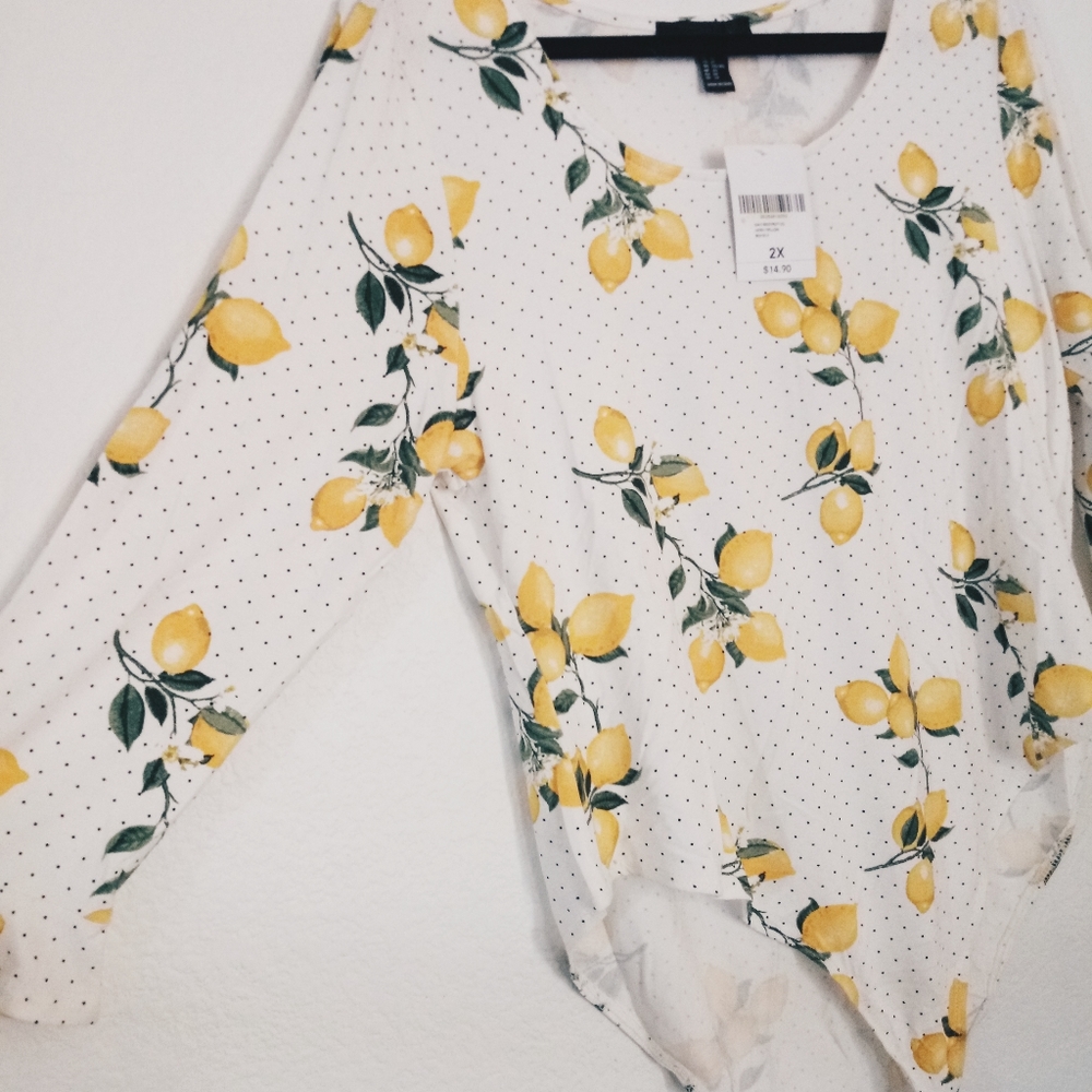 NWT Forever 21 Lemon Print Bodysuit